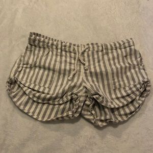Grey & White Striped Shorts